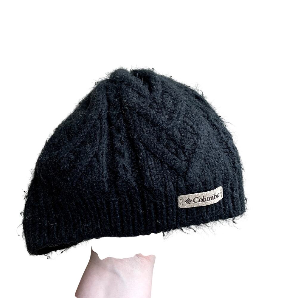 Columbia black knit winter beanie hat‎ unisex one size cable knit